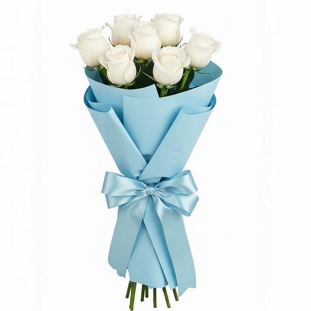 Букет 7 белых роз Проуд в Марьиных Колодцах