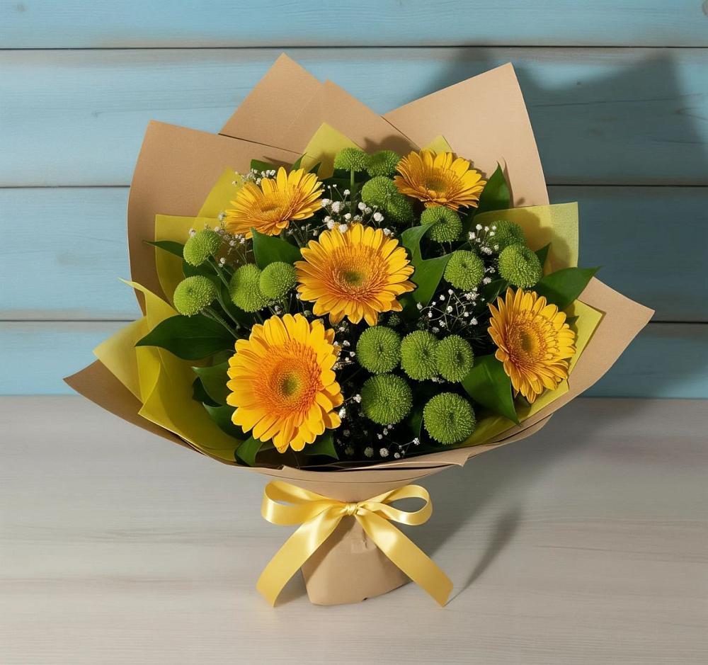 Букет цветов из: Герберы и Хризантемы в Марьиных Колодцах