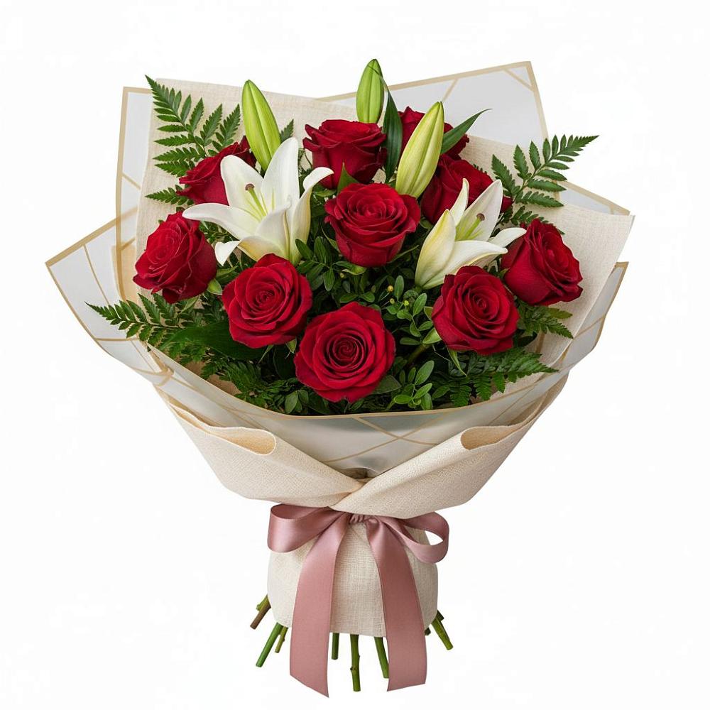 Букет цветов из: Лилии и Розы в Марьиных Колодцах