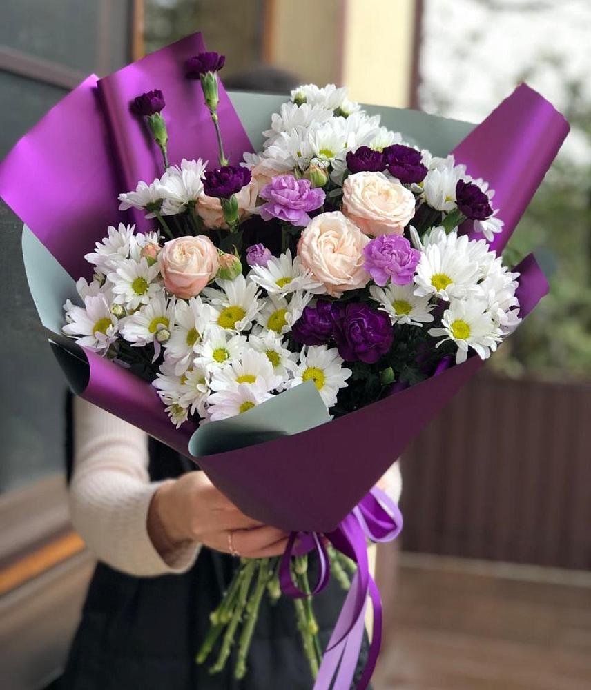 Букет цветов из: Хризантемы, Гвоздики и Розы в Марьиных Колодцах