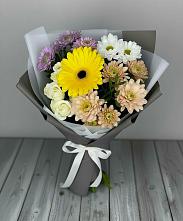 Букет цветов из:  Розы, Герберы и Хризантемы в Марьиных Колодцах
