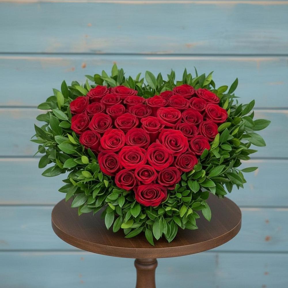 Цветочная композиция из Розы в виде сердца в Марьиных Колодцах