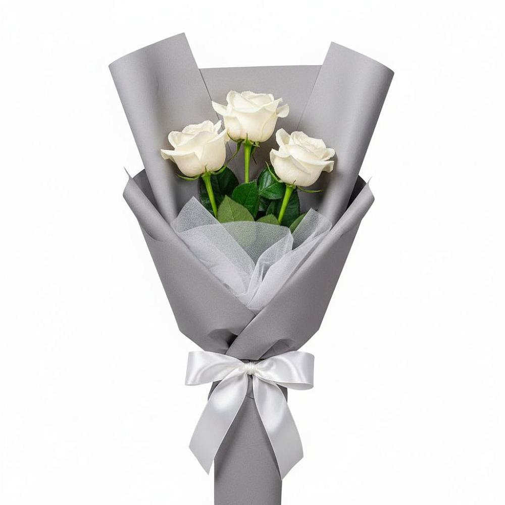 Букет 3 белые розы в Марьиных Колодцах