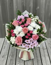 Букет цветов из:  Альстромерии, Гвоздики, Розы и Хризантемы #REPLACE_PRED# Марьиных Колодцах