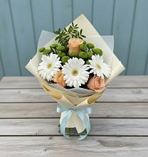 Букет цветов из:  Герберы, Розы и Хризантемы в Марьиных Колодцах