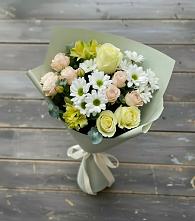 Букет цветов из:  Альстромерии, Розы и Хризантемы в Марьиных Колодцах