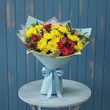 Букет цветов из:  Альстромерии и Хризантемы в Марьиных Колодцах