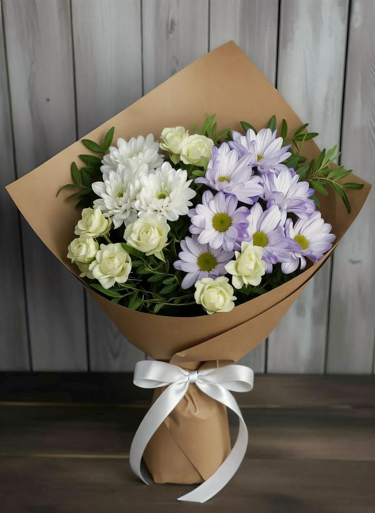 Букет цветов из: Хризантемы и Розы в Марьиных Колодцах