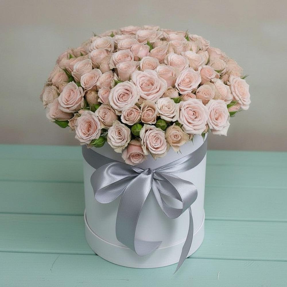 Цветочная композиция из Розы в шляпной коробке в Марьиных Колодцах