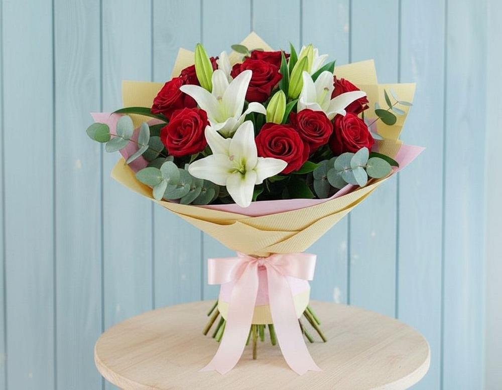 Букет цветов из: Лилии и Розы в Марьиных Колодцах